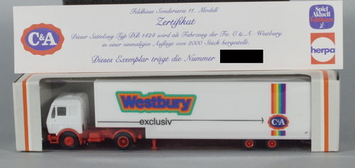 Albedo Werbemodell MB Sattelzug "C&A Westbury" mit Originalzertifikat