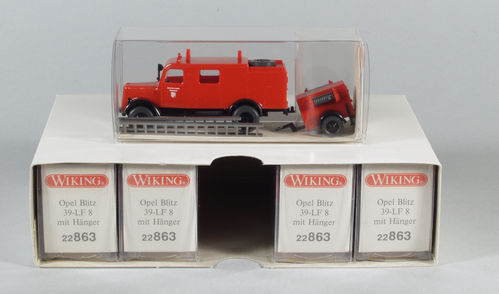 5 x Wiking 863/3 Opel Blitz "Mannheim" Feuerwehr mit Anhänger